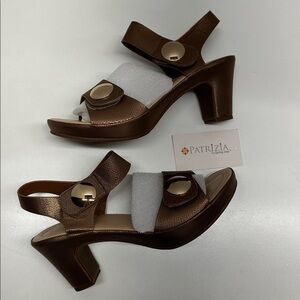 Patrizia by Spring Step Dade Heeled Sandal Shoes Open Toe Metallic Bronze Size 9